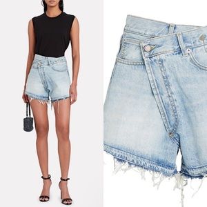 R13 CROSSOVER DISTRESSED DENIM SHORTS size 25